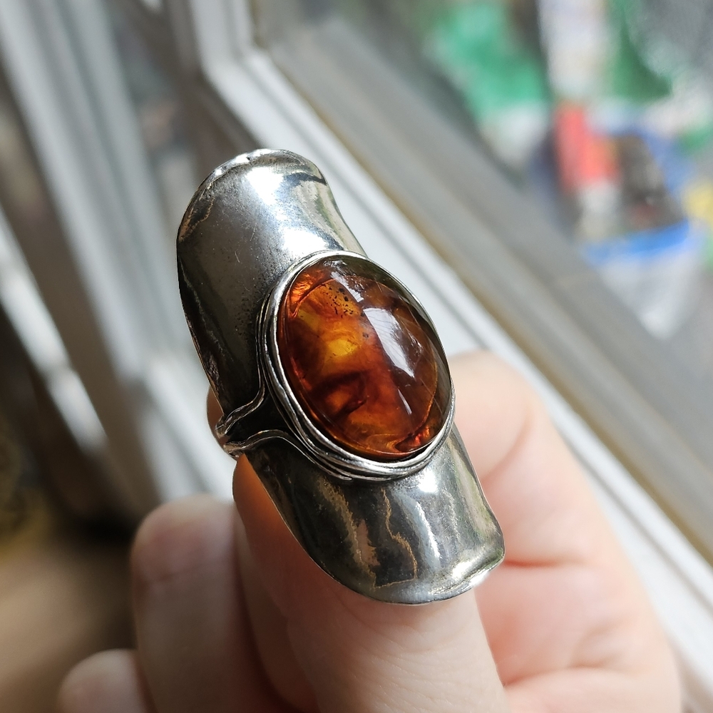Didae, Sterling Silver and Amber Size 6.5, 11.31g